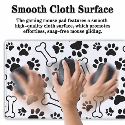 Desktop Mats Laptop Desk Mat Gaming Mouse Pad Extra Large Mouse Pads Computer Mats Office Pad Waterproof Non-Slip Rubber Base 35.4 X 15.7 for Game Office, Dogs Paws and Bones - color: Dogs Paws And Bones