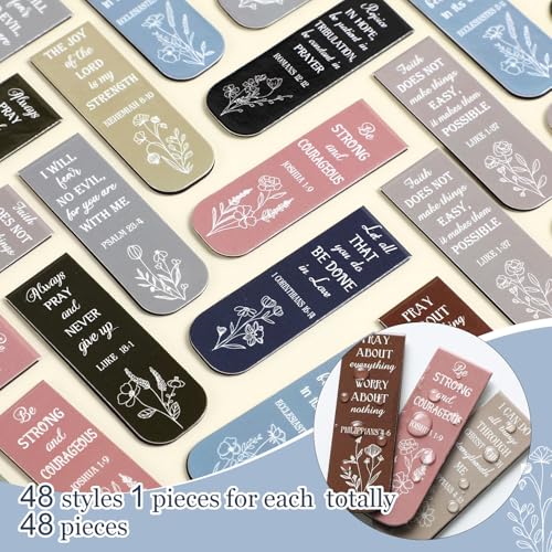Zonon 48 Pcs Bible Verse Magnetic Christian Bookmarks Clips Dreamy Style - style: Dreamy Style
