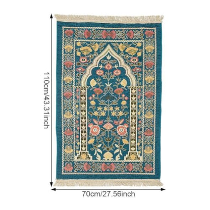 Muslim Prayer Rug, Soft Plush Thin Islamic Prayer Mat, Travel Janamaz, Sajada Tassel Praying Carpet, Ramadan Eid Hajj Gift - color: Green