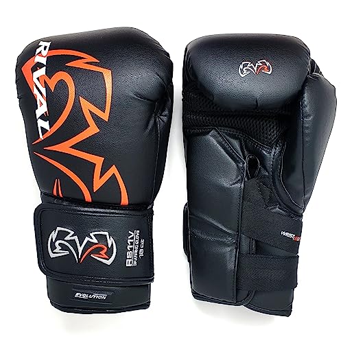 RIVAL Boxing RS11V Evolution Sparring Gloves, Extra-Thick 2” Padding, V-Strap Wrist Lock 2 System, Large Hand Compartment, and 15 Degree Angle Cuff - color: Black, size: 16 oz.