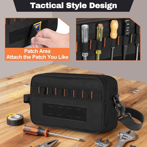 Rexmica Small Electric Tester Tool Storage Bag with 1 Tool Pouch | Compatible with Fluke Digital Multimeter/325 Clamp Multimeter/ T5 T6 Electrical Voltage, Tool Organizer with 8 Tool Slots