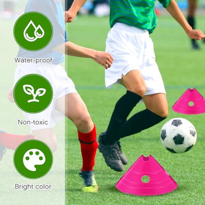 Jumbo Disc Cones Jumbo Soccer Cones with Mesh Bag Giant Large Agility for Soccer Training Adult Sports - color: Rose Red