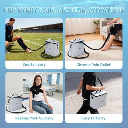 Cold Therapy Machine with Programmable Timer, Cryotherapy Pain Relief with Compression Pad, Portable Ice Machine for Knee After Surgery