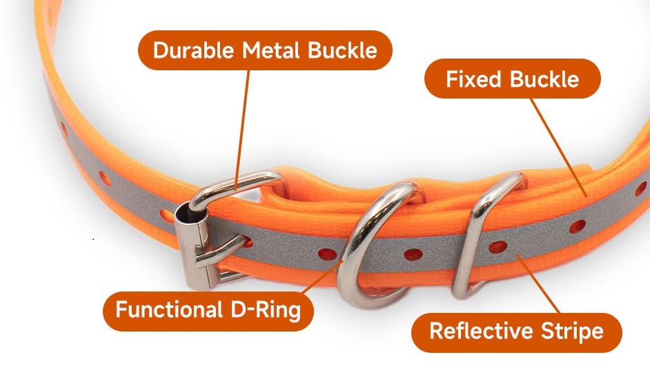 Waterproof TPU Replacement Strap for Dog Training Collar, 27.5 in - color: Orange Reflect