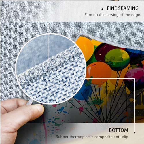 Colorful Graffiti Machine Washable Rug 4'x8' - Girl with Balloons Non Slip Living Room Carpet Street Art Rug for Office Dining Room - size: 4'x8'
