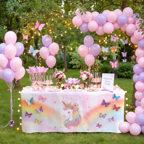 Unicron Fitted Tablecloth for 6 Foot Rectangle Tables 72 x 30 Inch Black Table Covers Windproof Polyester Table Cloth for Wedding, Parties,Display, Trade Show - color: Unicorn, size: 132" x 96" (Rectangular)