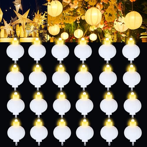 24 Pack Mini LED Lantern Lights - Battery Operated Small Lights for Paper Lanterns, Perfect for Party, Birthday, Wedding, Halloween, Christmas Decorations (Warm White) - color: Warm White