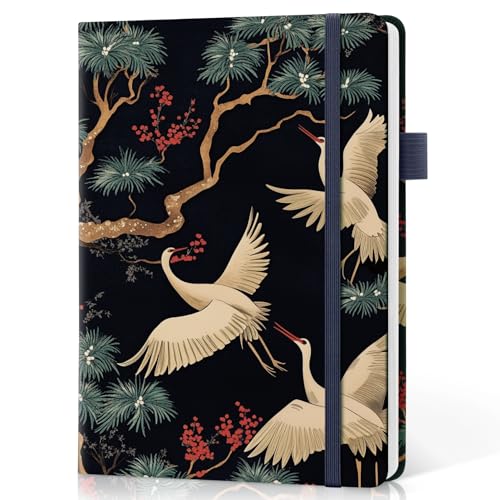 Taja Lined Journal Notebook for Women & Men, Hardcover Leather Journal for writing, A5 College Ruled Notebook for Work & Note Taking, Perfect for Office School Home Supplies, 160 Pages, Crane - color: O-Crane, style: A - Lined