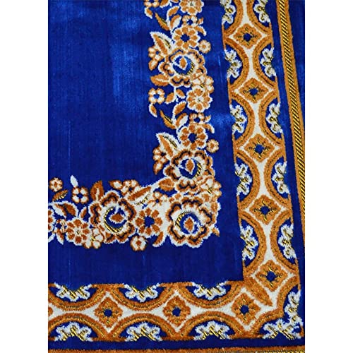 Prayer Rug Carpet Islamic Muslim Salah Meditation Mat Turkish Plush Portable Dark Blue
