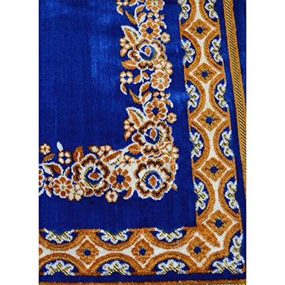 Prayer Rug Carpet Islamic Muslim Salah Meditation Mat Turkish Plush Portable Dark Blue