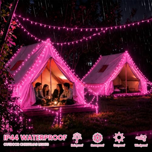 2 Pack 200 LED Battery Operated String Lights, Twinkle Fairy Lights Pink - color: Pink, size: 2PK(100LED)