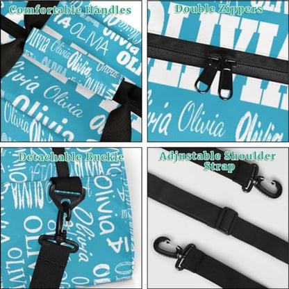 Personalized Dance Bag, Cheerleader Bag Gym Sport Duffel Bag Weekender Bags Travel Duffel Bag, Dark Turquoise Blue Solid Color - color: Color10