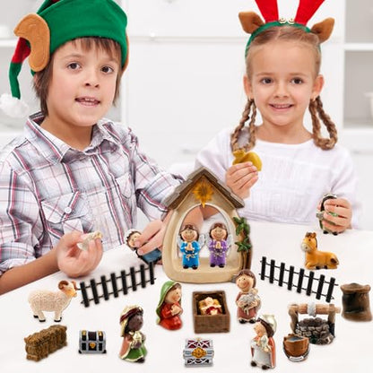 Nativity Advent Calendar 2026-24 Days of Nativity Scene Christmas Countdown Calendar Christian Religious Gifts for Kids Adult Women Men - color: Light Green