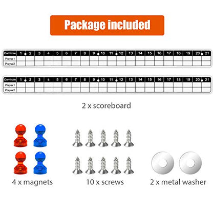 Waybelive 2-Pack Cornhole Game Magnetic Scoreboard, White & Black | Includes Round Flat Washer, Durable Construction, Easy to Install, Effortless Score Tracking - size: 2 Pack