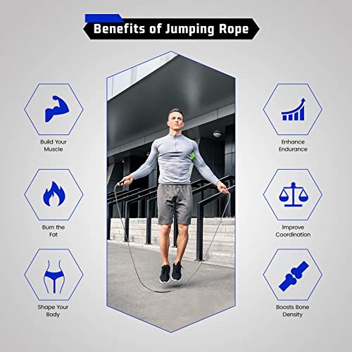 Weighted Jump Rope for Men Women - 1LB Heavy Jump Rope Weighted Skipping Rope for Adult Fitness Workouts Boxing Crossfit Cardio Weight-loss MMA, Non-Slip Aluminum Handles, Adjustable Length 9MM Solid PVC/Cotton Ropes - color: Grey