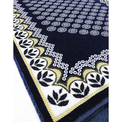 Modefa Turkish Islamic Prayer Rug - Thin & Lightweight Velvet Praying Carpet - Soft Muslim Praying Mat Janamaz - Ramadan or Eid Gift for Men & Women - with Car Hanger - Vined Arch (Daisy Navy Blue) - color: Daisy Navy Blue