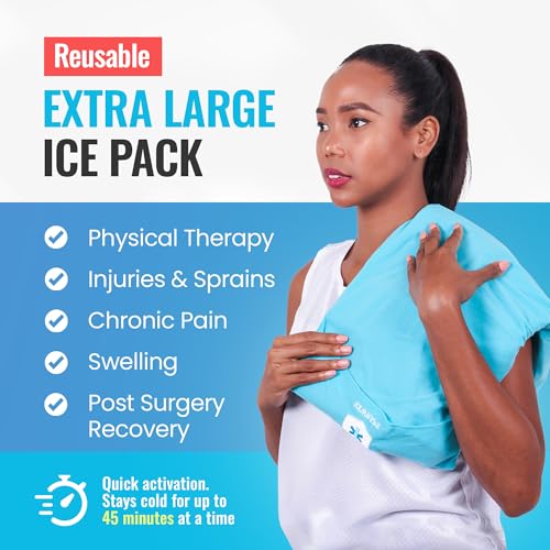 ICEWRAPS Reusable Cold Pack with Fabric Cover - Extra Large 12 x 21 Inch | Flexible Clay Pack, Leak Resistant, Wrap Design for Back, Shoulders and Knees, Stays Cold Up to 45 Minutes - FSA-HSA Eligible - size: 12"x21", style: Ice Pack with Cover