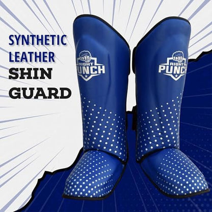 PU Leather Shin Guards for Kickboxing, MMA, Muay Thai Training, Protective Shin Pads - color: Blue\Silver, size: X-Large