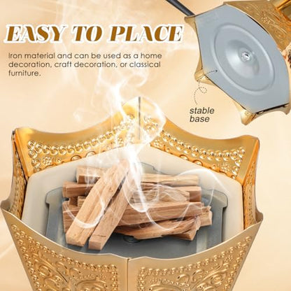 SEWACC Electric Incense Burner Plug-in Bakhoor Burner for Home Decor Middle Eastern Style Desktop Censer Table Centerpiece for Bedroom Living Room Office Yoga Spa