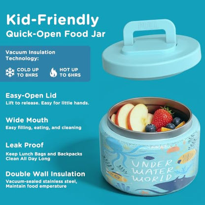 JXXM Bento Lunch Box for Kids with 8oz Soup Thermo,Leak-Proof Lunch Containers with 5 Compartment,Thermo Food Jar Food Containers for School (Blue-Octopus) - color: Blue-Octopus