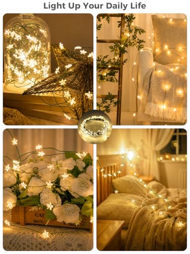 6 Packs 6.6ft 20LEDs Star Fairy Lights Battery Operated,Mini Star String Lights,Waterproof Twinkle Starry Light for DIY Gift Bottle Table Christmas Ramadan Wedding,Green Wire,Warm White - color: Green Wire, size: 120 Leds