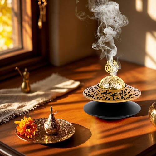 TERSCHELLING Frankincense Resin Incense Burner, Bakhoor Incense Burner, Portable Charcoal Incense Burner - For Office and Home Decor (With Lid)