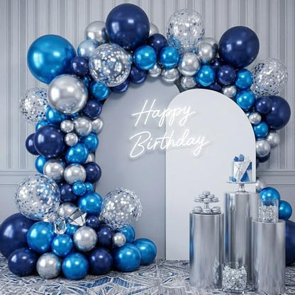 Paready Blue Silver Balloons, 60 Pcs Party Balloons for Graduation Birthday - color: Blue Silver