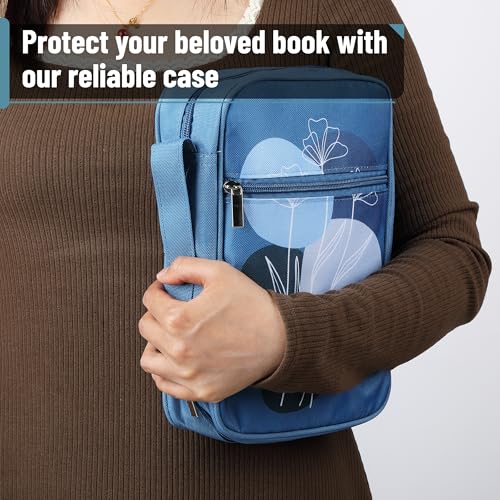 Mr. Pen- Bible Cover Case | Carrying Book Case with Durable Handle and Zippered Pocket, Bible Protective Church Bag for Men & Women, Christian Gifts - color: Blue Bloom