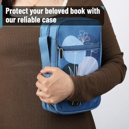 Mr. Pen- Bible Cover Case | Carrying Book Case with Durable Handle and Zippered Pocket, Bible Protective Church Bag for Men & Women, Christian Gifts - color: Blue Bloom
