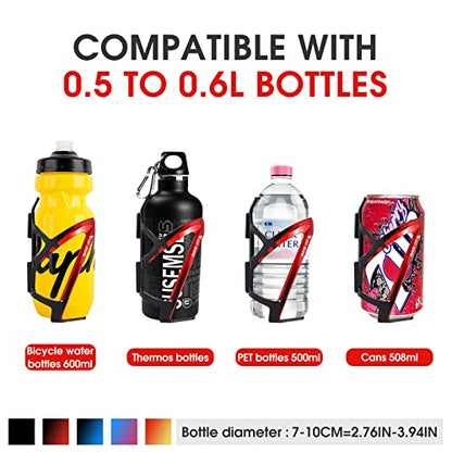 Bike Water Bottle Cage, Durable Ultralight Plastic Water Drink Holder Rack, Lightweight PC Water Bottle Holder for Bicycle, Cycling Bottle Holder Cages for MTB, Road Bike, Mountain Bikes - color: Black red