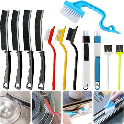 CRAFNEW 12Pcs Crevice & Gap Cleaning Brush, Detail Groove Cleaner Brushes | Ideal for cleaning bathrooms, kitchens, window grooves, corners, sinks, showers, faucets, bathtubs, gas stoves and tiles