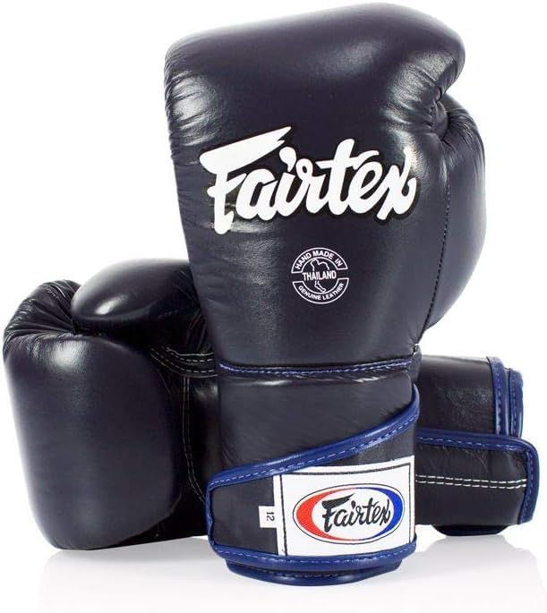 Fairtex BGV6 Angular Boxing Gloves, Locked Thumb Muay Thai MMA Kickboxing | Premium synthetic body with triple-layer foam padding. Joint protection and firm wrist support safeguard hands on heavy bags - color: Blue, size: 14oz