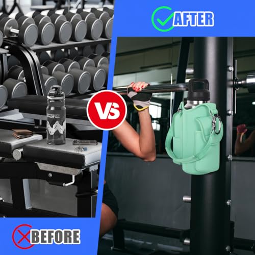icolor Magnetic Gym Bag Water Bottle Carrier Holder with Phone Pockets & Shoulder Strap,Gym Magnetic Bag 5 Built-in Magnets Gym Accessories Organizer Sling Bottle Bag Pouch Sleeve - color: Green
