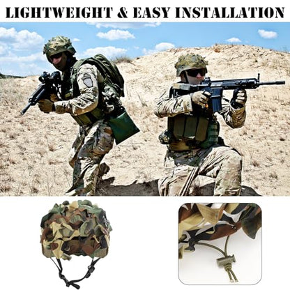 4 Pcs Helmet Cover Tactical Scrim Airsoft Leaf Cover Camo Military Gear Combat Fast Tactical Accessories Military Paintball Hunting Shooting Gear, Helmet Not Included