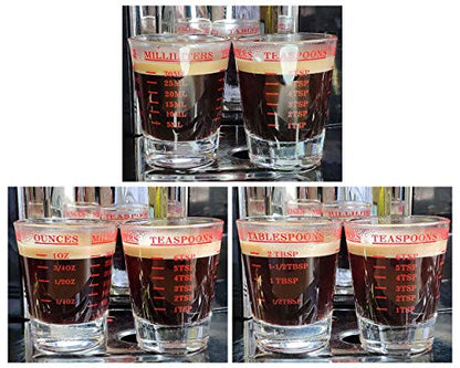 Shot Glasses Measuring Cup 2 Pieces Liquid Heavy Glass 30 Milliliter Scaled Measuring Glass for Liquid (Red, 30ml) - color: Red, size: 30ml