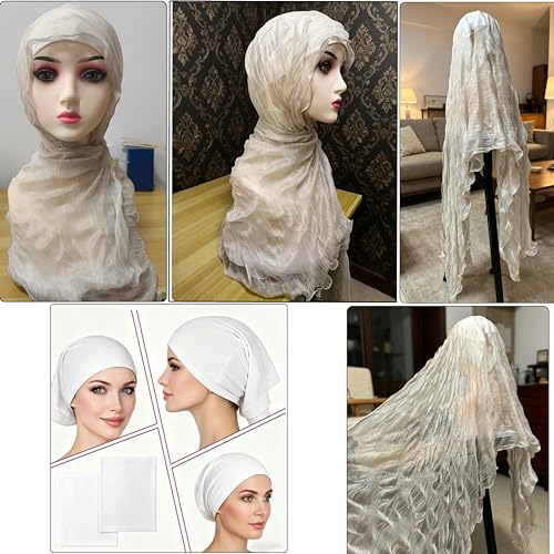 Premium Hijab Head Scarf Shawl Wrap for Muslim Women Lightweight Scarf for women - color: 01~off-white