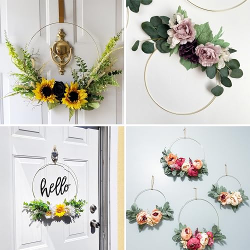 30 Piece 8 Inch Gold Metal Floral Hoop Wreath Macrame Rings Set, Floral Hoop Wreath for Weddings, Home Decor and DIY Crafts, Dream Catcher, and Macrame Wall Hanging Crafts by GENHAKON.