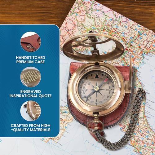 Be Strong Sundial Compass - First Communion Gifts for Boys - Girls - Baptism - Kids Confirmation - Religious Men holy boy Compasses - Joshua 1:9 - Graduation Christian Son Keepsake Grandson
