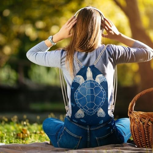 Turtle Pattern Drawstring Backpack Canvas String Bag Lightweight Sports Gym Bag for Men Women - color: Color-4