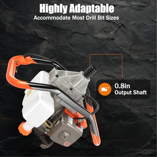 Auger Post Hole Digger, Gas Powered Earth Post Hole Digger Post Holes Earth Digger Petrol Drill Borer Bulb Planting Drill Fence Hole Maker Machine (71CC 3.12HP 2.3KW) - size: 71CC 3.12HP 2.3KW