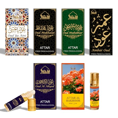 Dukhni Maamoul Attar Oil Set 6x6ml Rich Oud Attar | Islamic Gifts - size: 0.2 Fl Oz (Pack of 6)