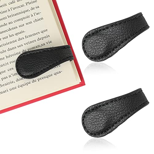 Leather Magnetic Bookmarks, 2 Pack-Black, Handmade Page Markers for Book Lovers for Reader Writers Authors Poets - color: 11-black