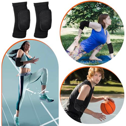 1 Pair Volleyball Elbow Pads, Black Arm Brace Ventilate Sport Elbow Protector Strap, Breathable Elbows Pads Arm Pad With Padded for Men and Women Basketball