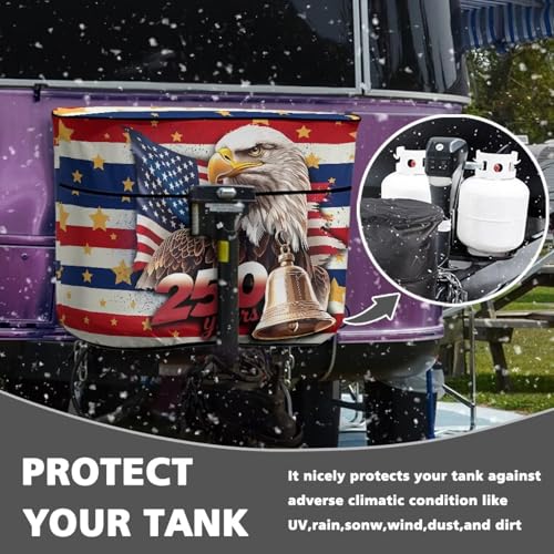 250th Anniversary USA Camper Dual 30lb RV Propane Tank Cover Travel Trailer Propane Tank Cover Waterproof Heavy Duty Propane Gas Cylinder Cover - color: 250th Anniversary USA, size: M(30LB)