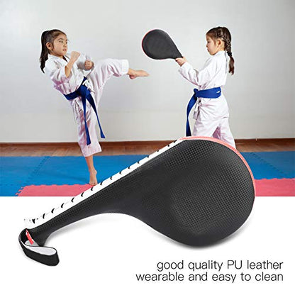 RiToEasysports Taekwondo Kick Pad, PU Leather Target Pad with High Dense Sponge 14.8 X 7.1 X 2.4 in, Shock Absorption Solid Stitching for Children Home Gym Martial Arts Training - color: Black