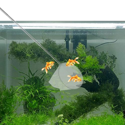 SOLUSTRE Fine Mesh Fish and Shrimp Net with Telescopic Stainless Steel Handle 3D Small Fish Tank Net for Aquarium and Brine Shrimp Catching