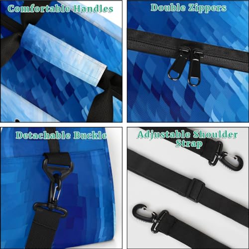 Custom Name Sports Basketball Bag Boys, Watercolor Blue Geometric | Personalized Named Practice Travel Overnight Training Bag - color: Color 14