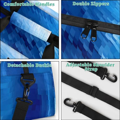 Custom Name Sports Basketball Bag Boys, Watercolor Blue Geometric | Personalized Named Practice Travel Overnight Training Bag - color: Color 14