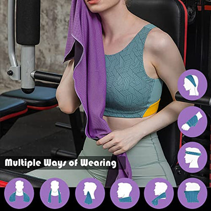 Pack of 20 Cooling Towel 40x12'' Ice Towel for Neck and Face Microfiber Chilly with Bag Breathable Yoga Gym Stay Cool Towels Sweat Rag for Workout Running Camping Pilates Beach, Purple - color: Purple