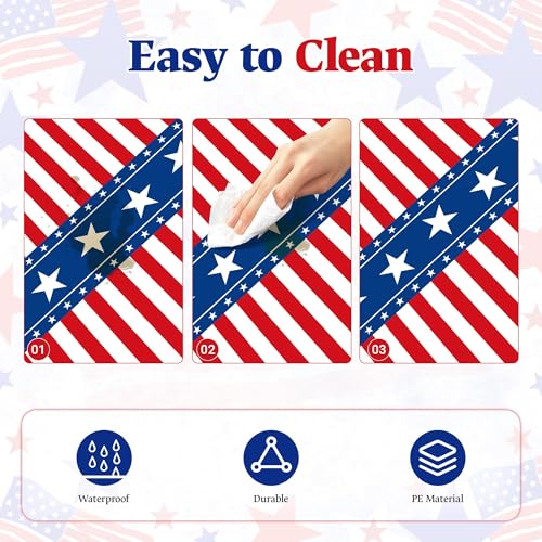 3 Pack Patriotic Tablecloths,American Flag Tablecloth,Patriotic Decorations - color: Red
